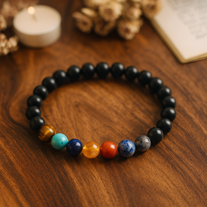 Natural 7 Chakra Gemstone Bracelet | 8 mm Beads | Lab Certified | AAA Grade | Healing Crystal