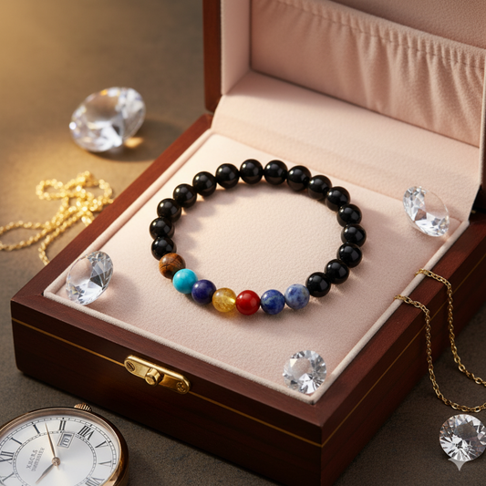 Natural 7 Chakra Gemstone Bracelet | 8 mm Beads | Lab Certified | AAA Grade | Healing Crystal