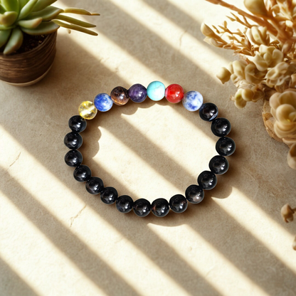 Natural 7 Chakra Gemstone Bracelet | 8 mm Beads | Lab Certified | AAA Grade | Healing Crystal