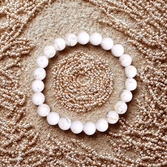 Natural Mother of Pearl (Shankhmani) Gemstone Bracelet | 8 mm Beads | Lab Certified | AAA Grade | Healing Crystal