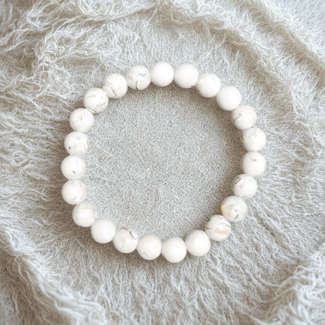 Natural Mother of Pearl (Shankhmani) Gemstone Bracelet | 8 mm Beads | Lab Certified | AAA Grade | Healing Crystal