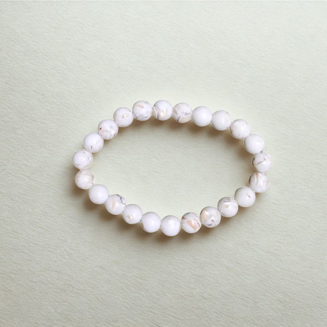 Natural Mother of Pearl (Shankhmani) Gemstone Bracelet | 8 mm Beads | Lab Certified | AAA Grade | Healing Crystal