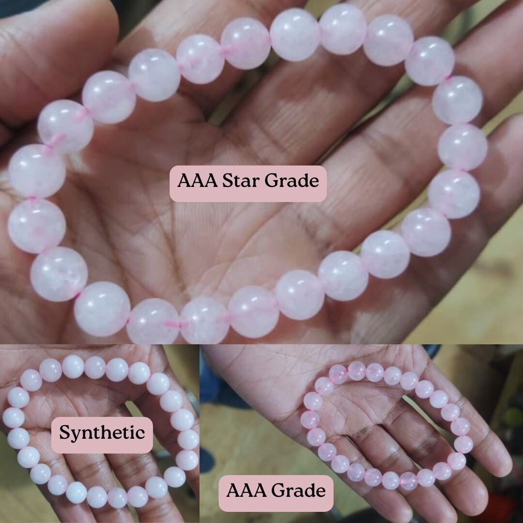 Natural Rose Quartz Gemstone Bracelet | 8 mm Beads | Lab Certified | Premium Grade | Healing Crystal