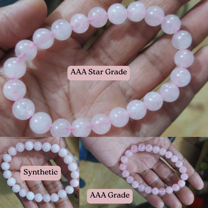 Natural Rose Quartz Gemstone Bracelet | 8 mm Beads | Lab Certified | Premium Grade | Healing Crystal