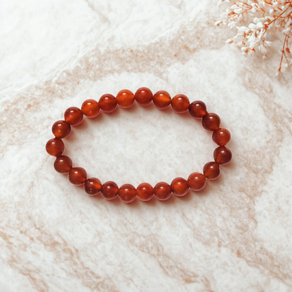 Natural Red Carnelian Gemstone Bracelet | 8 mm Beads | Lab Certified | AAA Grade | Healing Crystal