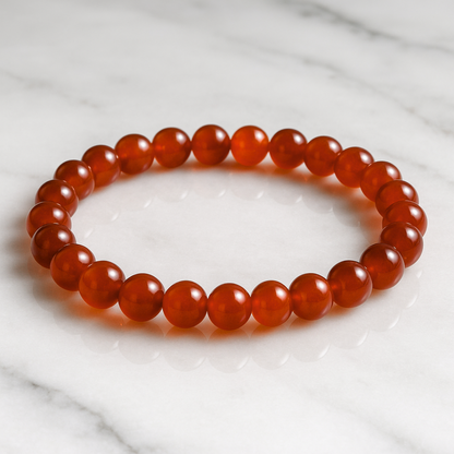 Natural Red Carnelian Gemstone Bracelet | 8 mm Beads | Lab Certified | AAA Grade | Healing Crystal