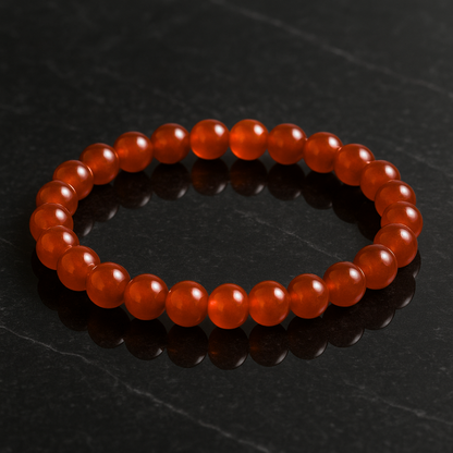 Natural Red Carnelian Gemstone Bracelet | 8 mm Beads | Lab Certified | AAA Grade | Healing Crystal