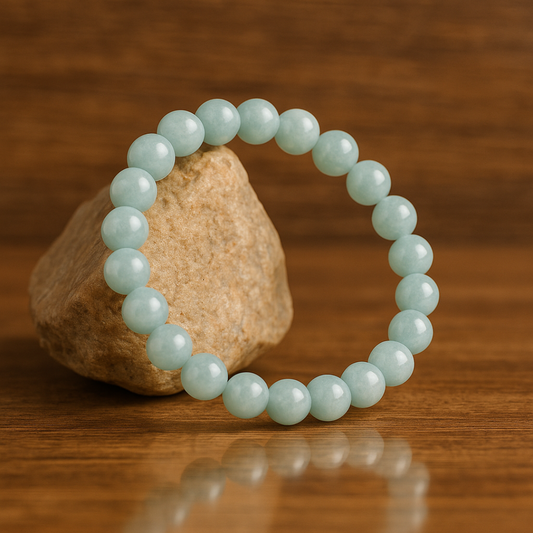 Natural Aquamarine Gemstone Bracelet | 8 mm Beads | Lab Certified | Premium Grade | Healing Crystal
