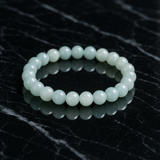 Aquamarine Gemstone Bracelet on a dark textured surface