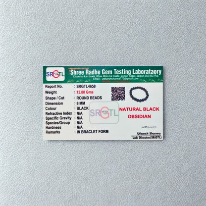 Shree Radhe Gem Testing Laboratory identification card on a gray background