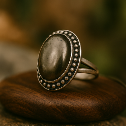 Natural Pyrite Ring (Polished) | Adjustable Free Size | Unisex | Oval, Round, Square, Rectangle