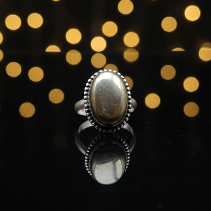 Natural Pyrite Ring (Polished) | Adjustable Free Size | Unisex | Oval, Round, Square, Rectangle