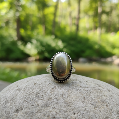 Natural Pyrite Ring (Polished) | Adjustable Free Size | Unisex | Oval, Round, Square, Rectangle