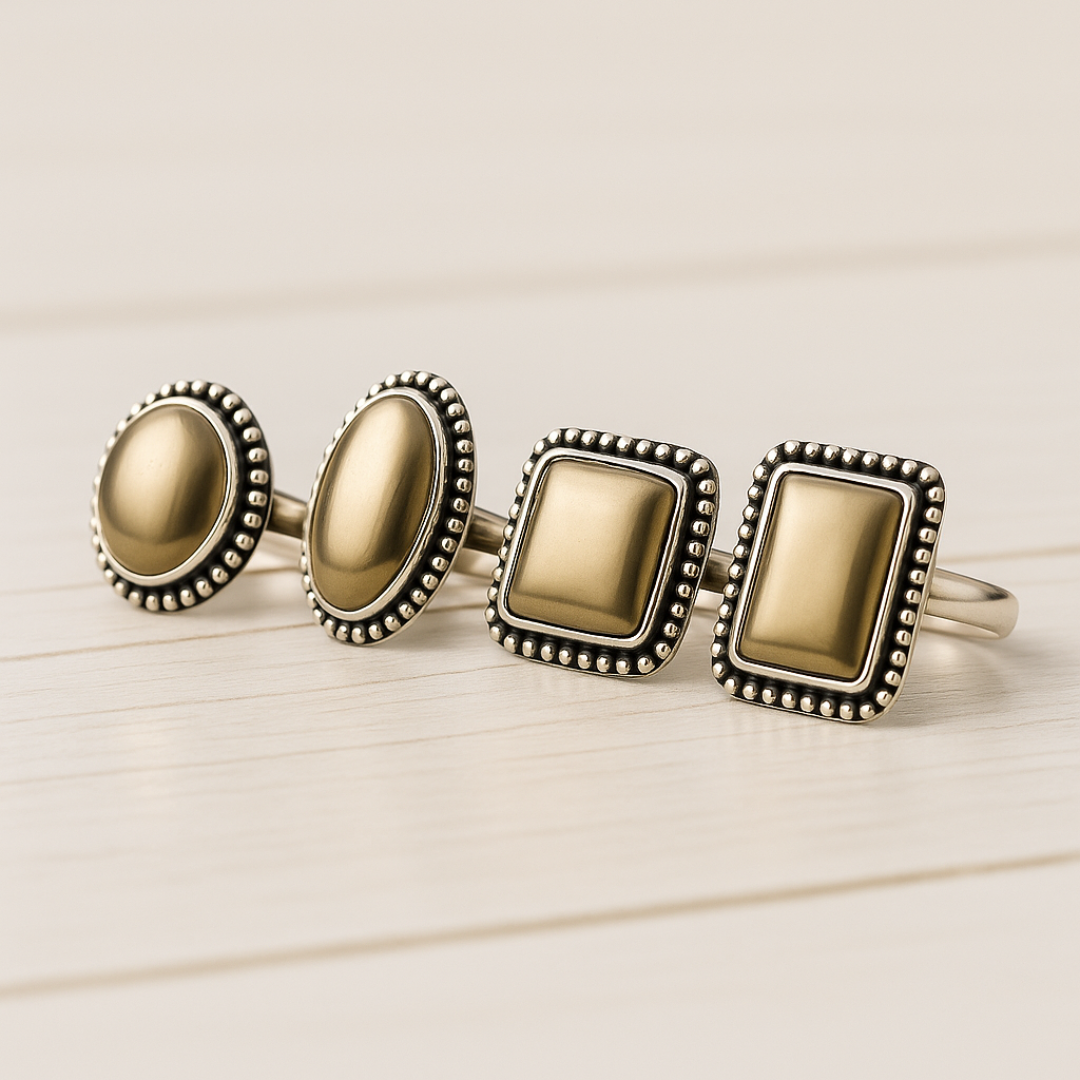 Natural Pyrite Ring (Polished) | Adjustable Free Size | Unisex | Oval, Round, Square, Rectangle