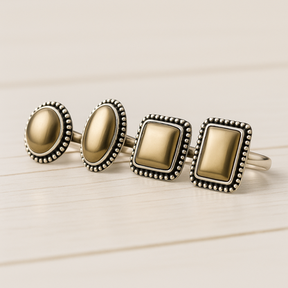 Natural Pyrite Ring (Polished) | Adjustable Free Size | Unisex | Oval, Round, Square, Rectangle