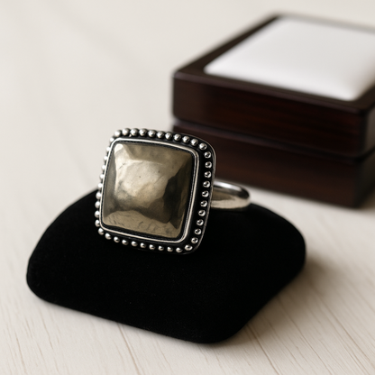 Natural Pyrite Ring (Polished) | Adjustable Free Size | Unisex | Oval, Round, Square, Rectangle
