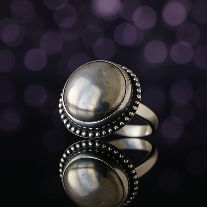 Natural Pyrite Ring (Polished) | Adjustable Free Size | Unisex | Oval, Round, Square, Rectangle