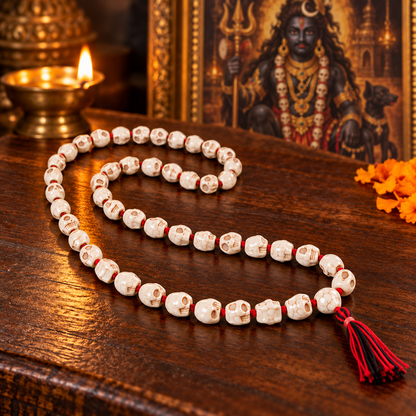 Ceramic Mund Mala for Maa Kali, Bhairava & Shiva | Narmund Kapal Mala | 8 mm, 10 mm & 12 mm