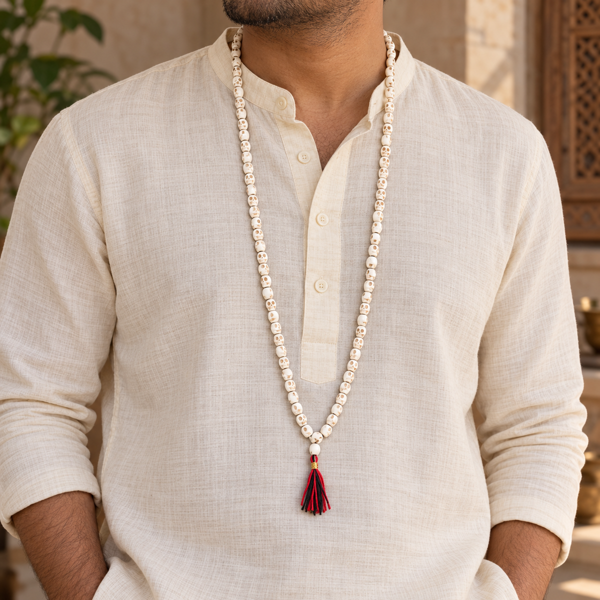 Ceramic Mund Mala for Maa Kali, Bhairava & Shiva | Narmund Kapal Mala | 8 mm, 10 mm & 12 mm