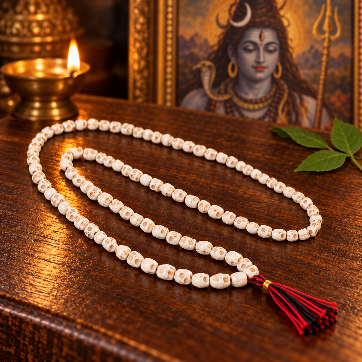 Ceramic Mund Mala for Maa Kali, Bhairava & Shiva | Narmund Kapal Mala | 8 mm, 10 mm & 12 mm
