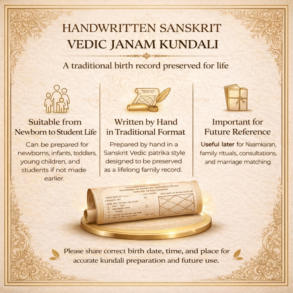 handwritten sanskrit vedic janam kundali features including handwritten format future use and suitable age stages