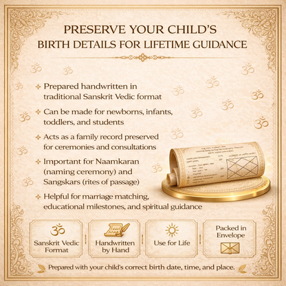 handwritten sanskrit vedic janam kundali benefits for newborn child including rituals marriage matching and lifelong record