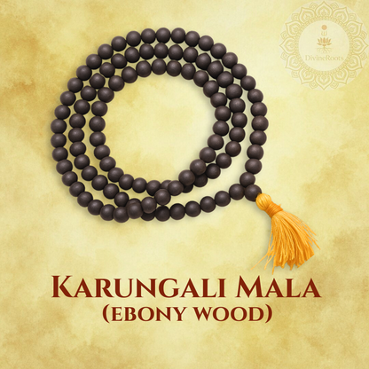 108+1 Divya Karungali Mala – Natural Ebony Wood Beads | 8mm