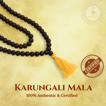 108+1 Divya Karungali Mala – Natural Ebony Wood Beads | 8mm