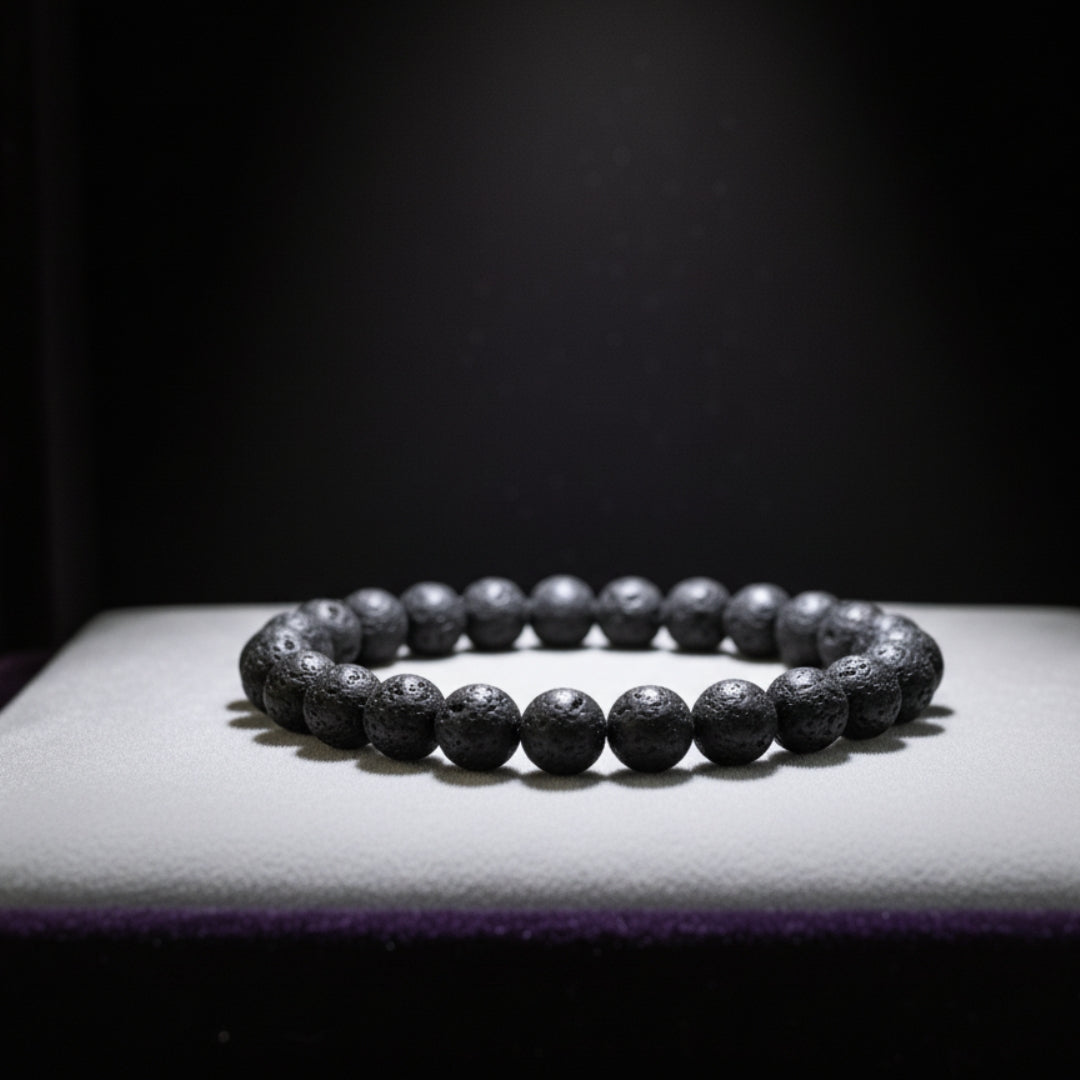 Natural Lava Stone Bracelet | 8 mm Beads | Lab Certified | AAA Grade