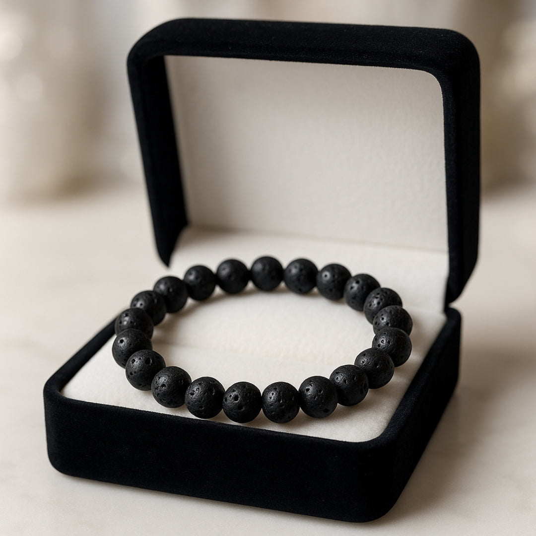 Natural Lava Stone Bracelet | 8 mm Beads | Lab Certified | AAA Grade