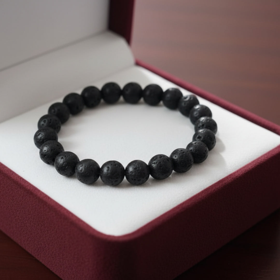 Natural Lava Stone Bracelet | 8 mm Beads | Lab Certified | AAA Grade