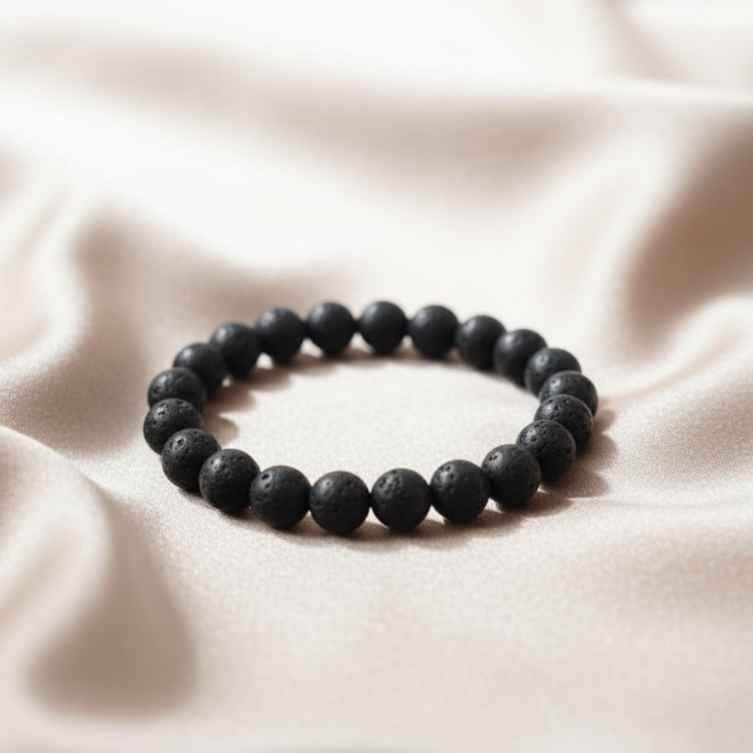 Natural Lava Stone Bracelet | 8 mm Beads | Lab Certified | AAA Grade