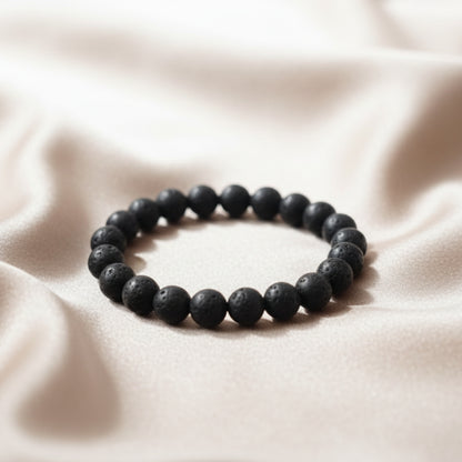 Natural Lava Stone Bracelet | 8 mm Beads | Lab Certified | AAA Grade