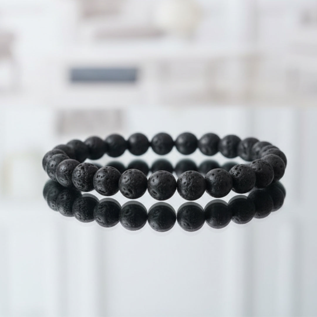 Natural Lava Stone Bracelet | 8 mm Beads | Lab Certified | AAA Grade