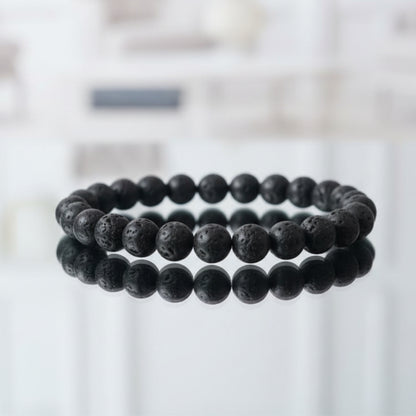 Natural Lava Stone Bracelet | 8 mm Beads | Lab Certified | AAA Grade