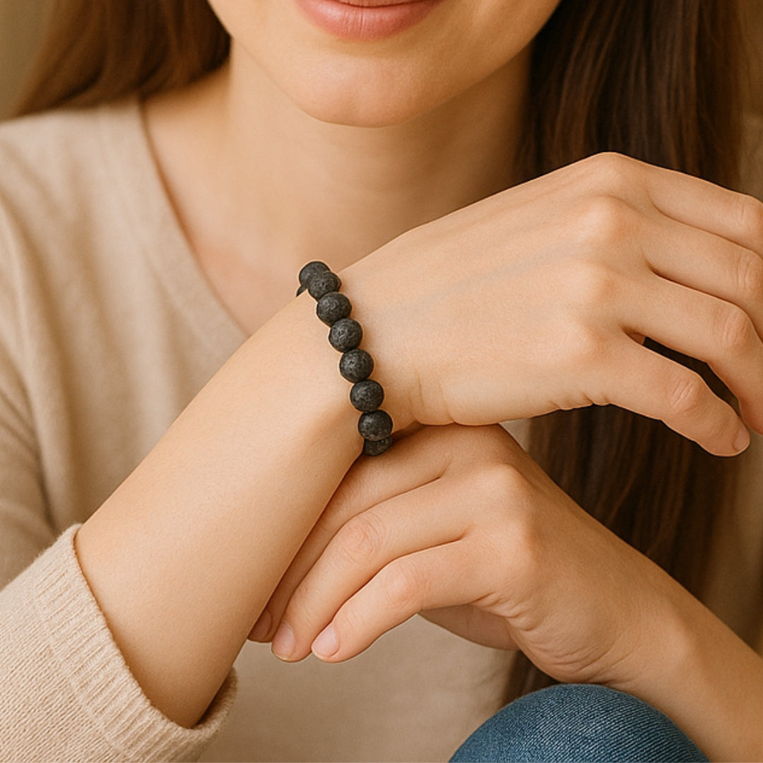 Natural Lava Stone Bracelet | 8 mm Beads | Lab Certified | AAA Grade
