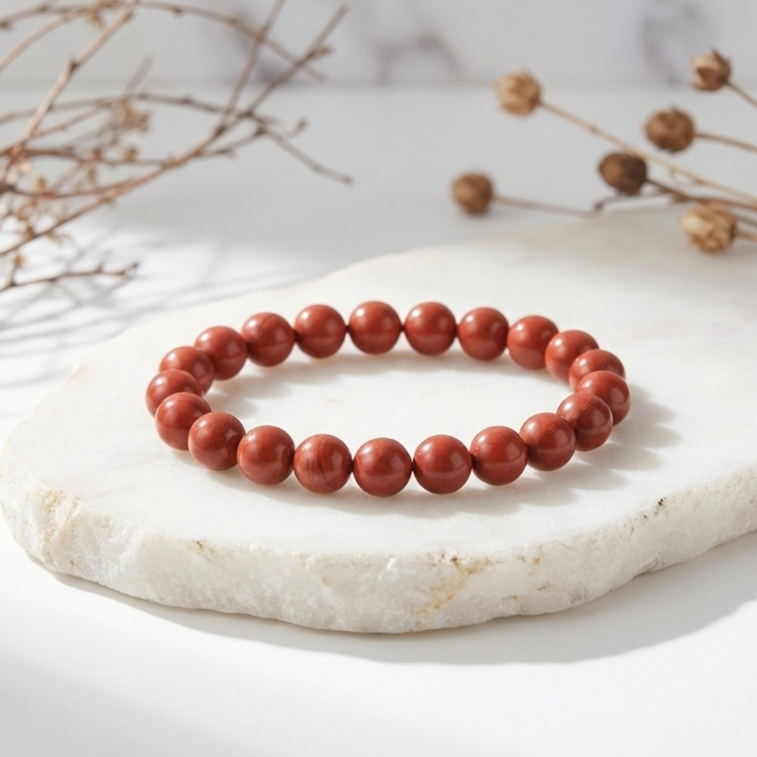 Natural Red Jasper Bracelet | 8 mm Beads | Lab Certified | AAA Grade | Healing Crystal