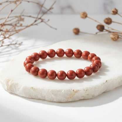 Natural Red Jasper Bracelet | 8 mm Beads | Lab Certified | AAA Grade | Healing Crystal