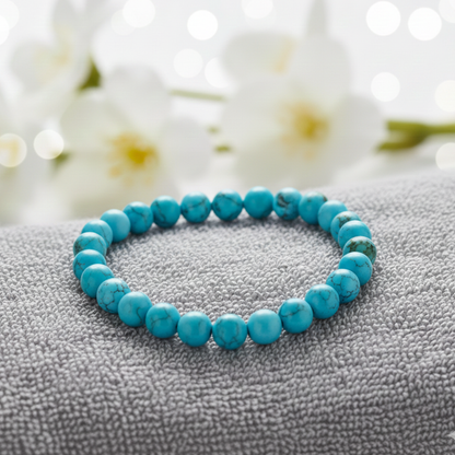 Natural Turquoise (Firoza) Bracelet | 8 mm Beads | Lab Certified | AAA Grade