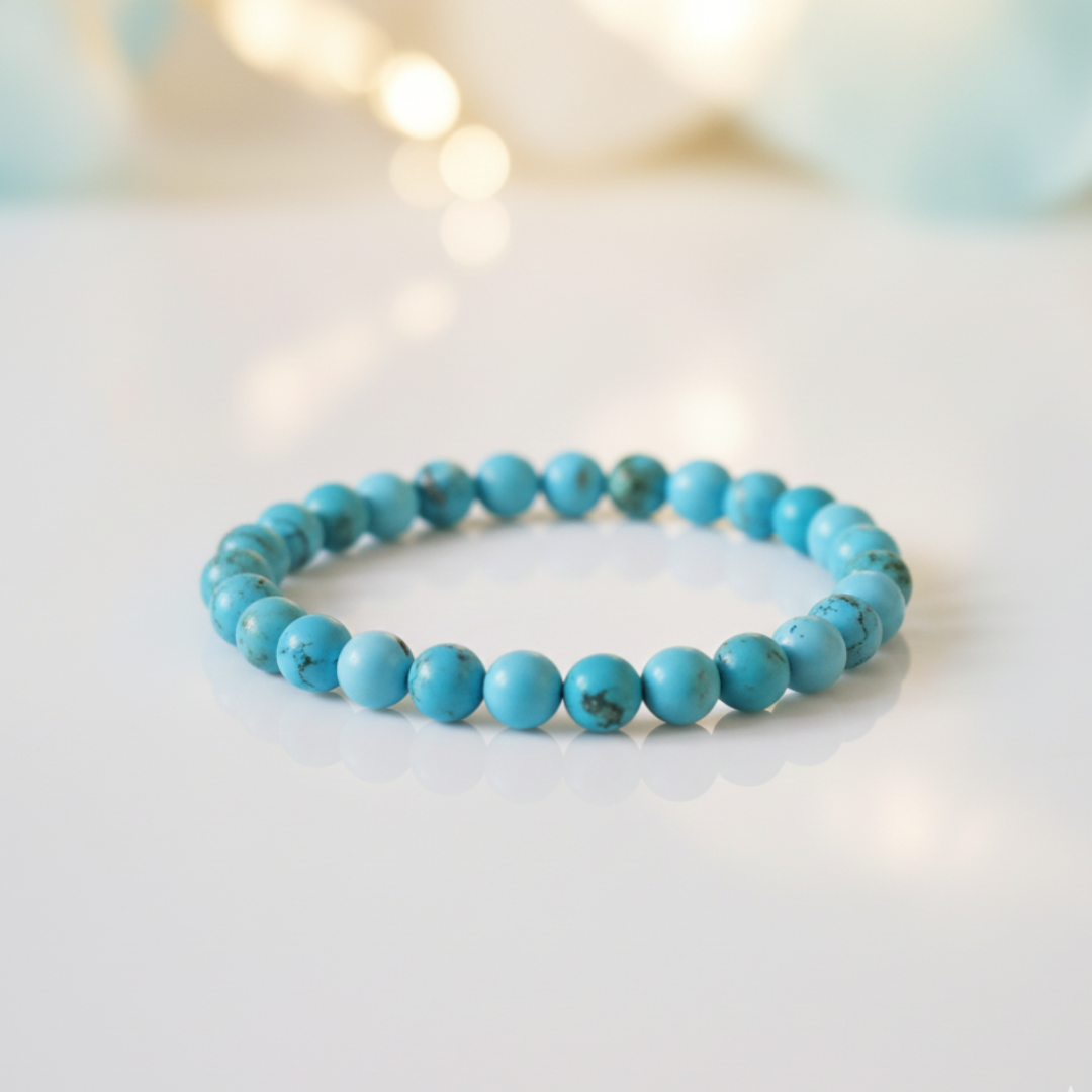 Natural Turquoise (Firoza) Bracelet | 8 mm Beads | Lab Certified | AAA Grade