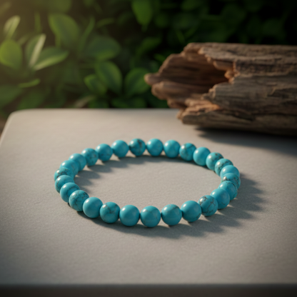 Natural Turquoise (Firoza) Bracelet | 8 mm Beads | Lab Certified | AAA Grade