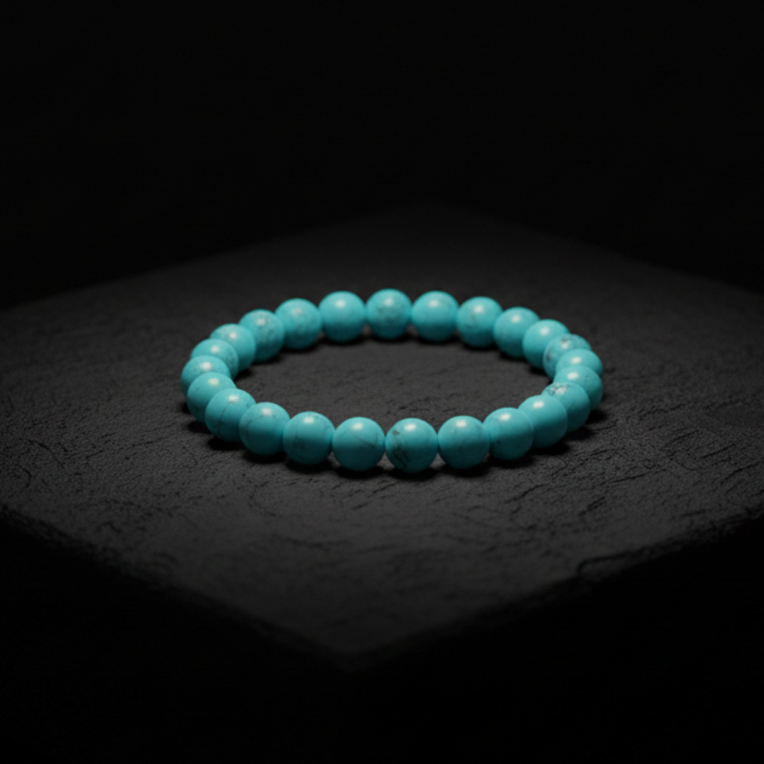 Natural Turquoise (Firoza) Bracelet | 8 mm Beads | Lab Certified | AAA Grade