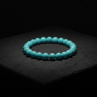 Natural Turquoise (Firoza) Bracelet | 8 mm Beads | Lab Certified | AAA Grade