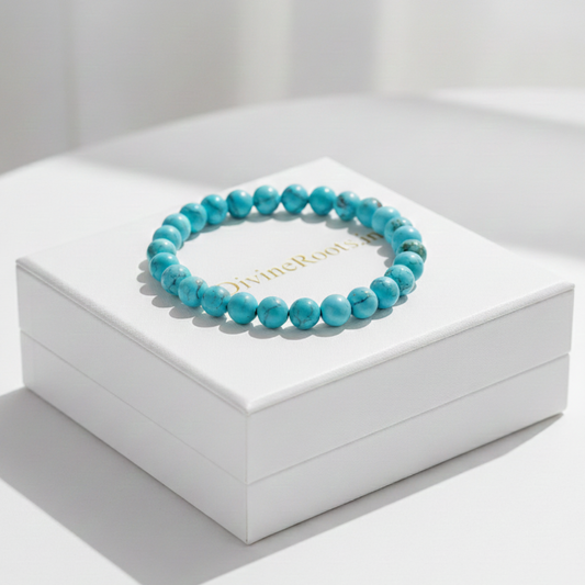 Natural Turquoise (Firoza) Bracelet | 8 mm Beads | Lab Certified | AAA Grade