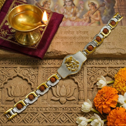Premium Ganesha Rudraksha bracelet gold and silver plated with 8 Nepali beads DivineRoots