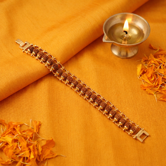 Regular Rudraksha Bracelet | Chain | Gold-Plated | 24 beads | 8.5 inch